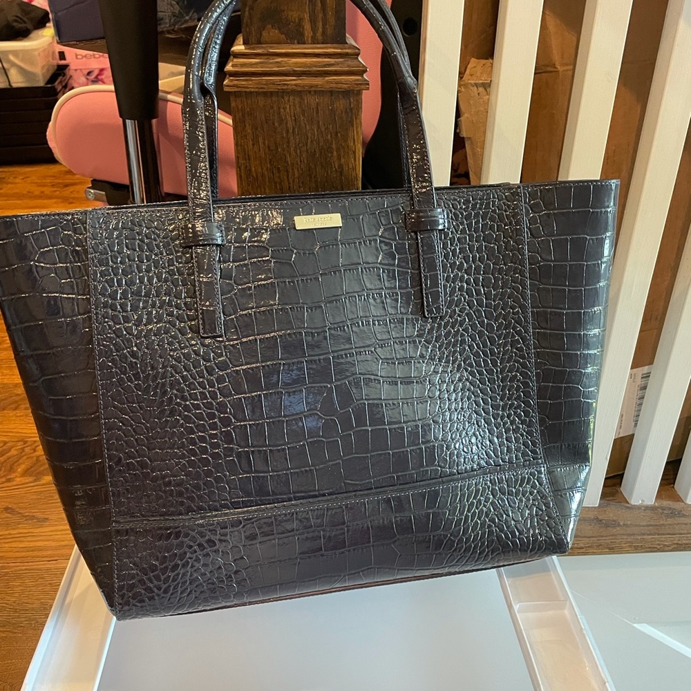 Authentic Kate spade navy tote crocodile bag